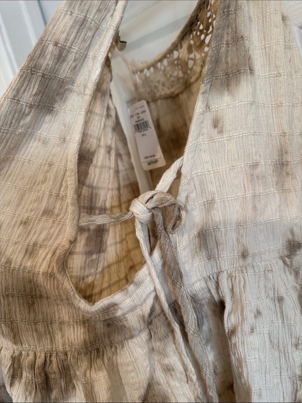 aerie Cream and Brown Tie-Dye Crochet-Trim Tank - Picture 4 of 12